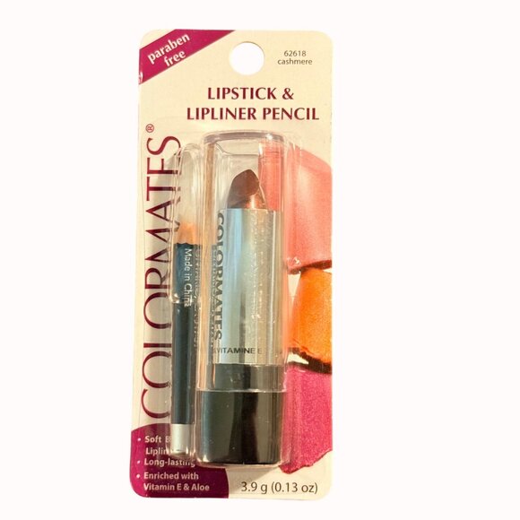 Colormates Lipstick Lipliner Pencil Set Cashmere Paraben Free Vitamin E Aloe New - Picture 6 of 8